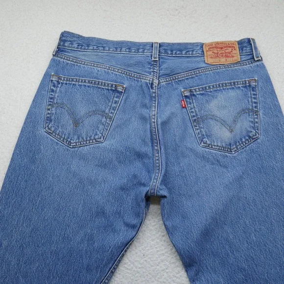 Vintage Levi's 501XX Jeans Mens 36x32 Y2K 2000s Blue Denim Button Fly Distressed